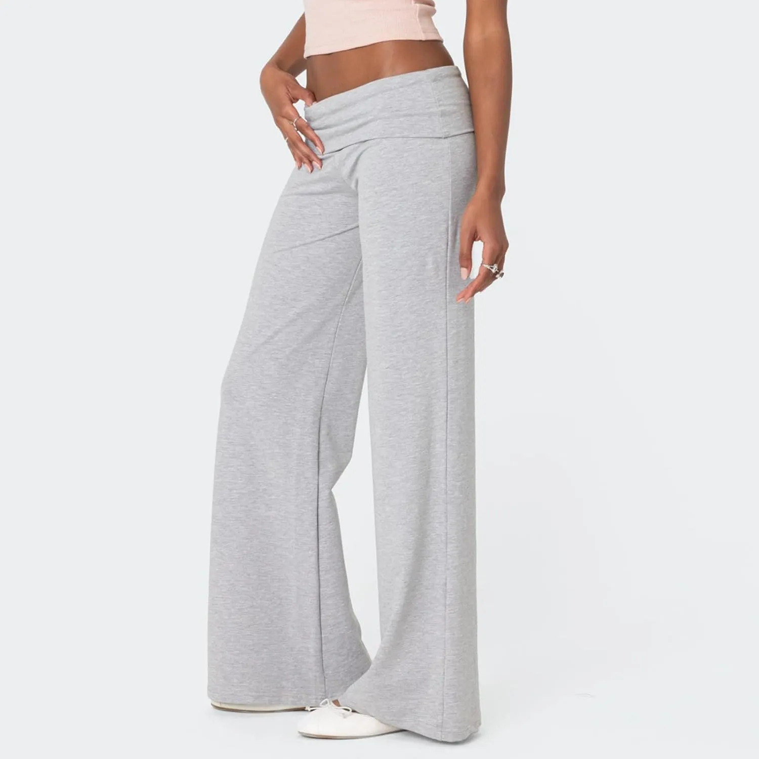 Women's Flare Leggings Fold Over Yoga Pants tretch Bootcut Bell Bottom Slim Fit Leggings Y2k Joggers Sweatpants