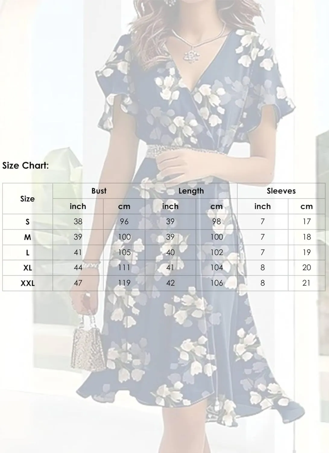 Women's Navy Blue Floral Print Short Sheer Sleeve Crewneck Midi Dress Elegant Casual 2025 Summer Fashion Clothes