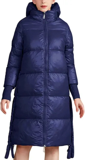 Women's Packable Down Jacket Hooded Puffer Jacket Winter Long Coat Water Resistant Thicken Warm Quilted Parka