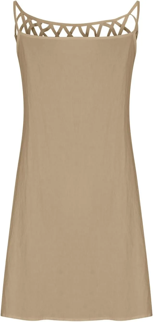 Women's Sleeveless Cut - Out Neckline Mini Dresses 2025 Casual Summer Chic Shift Dress for City Walks, Shopping Dates