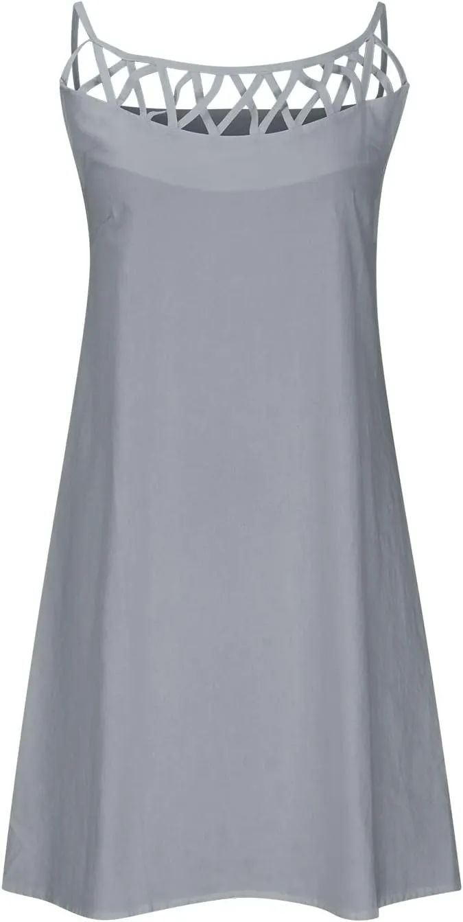 Women's Sleeveless Cut - Out Neckline Mini Dresses 2025 Casual Summer Chic Shift Dress for City Walks, Shopping Dates