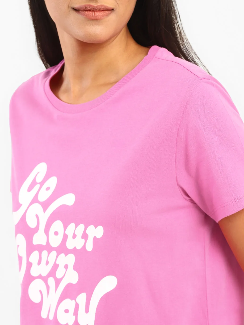 Women's Typography Regular Fit T-shirt