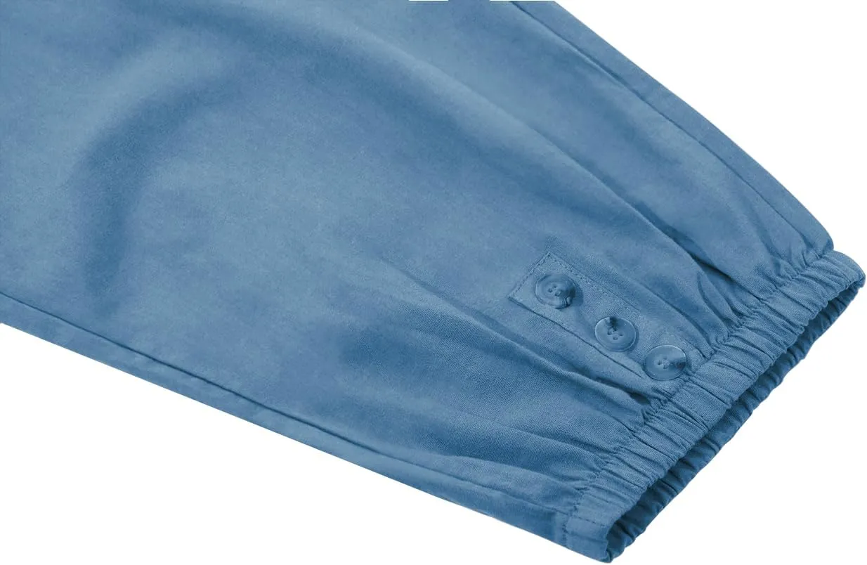 yoeasy Women Cotton and Linen Drawstring Capri Pants Casual High Waist Pocket Cropped Pants