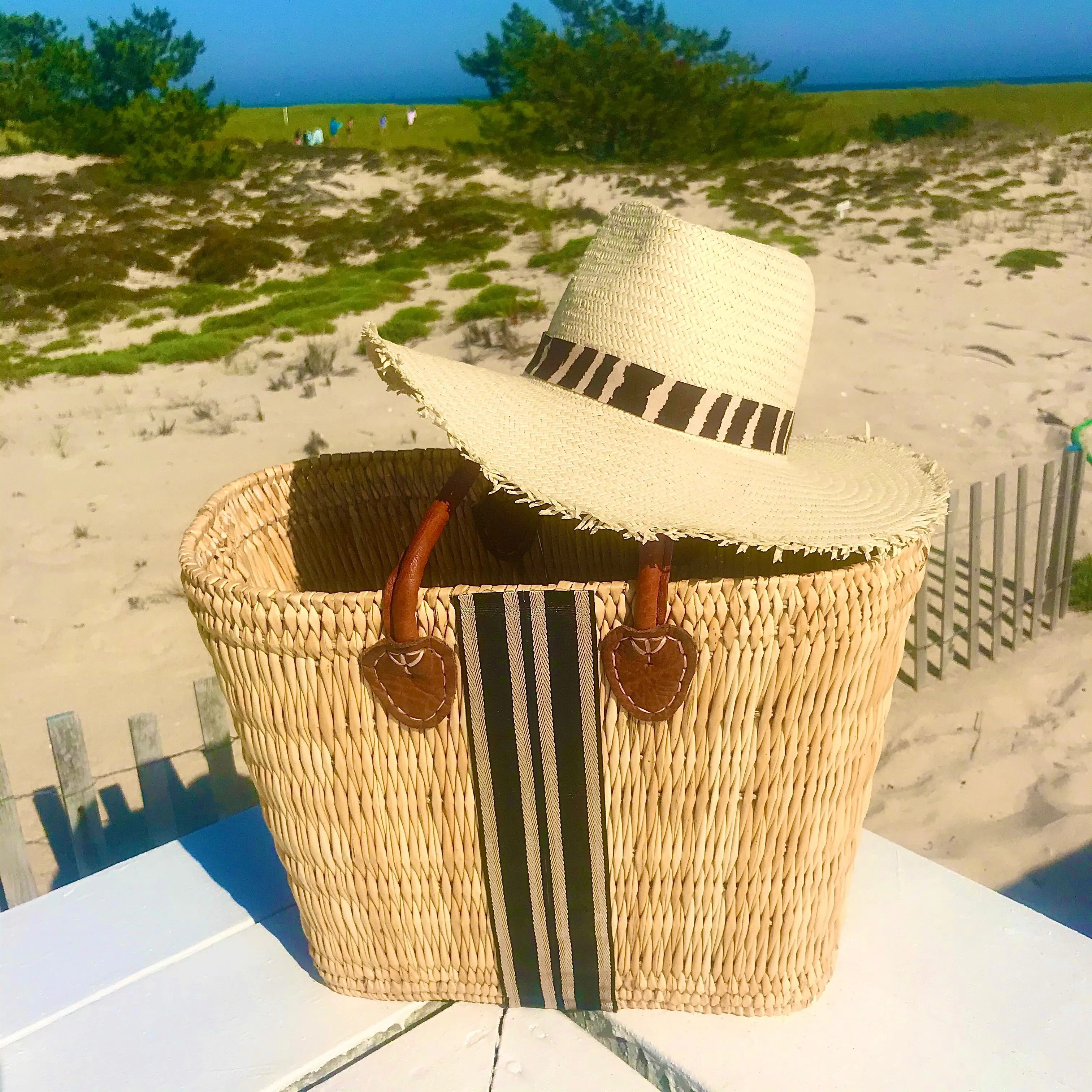 Zebra Fringe Wide Brim Hat