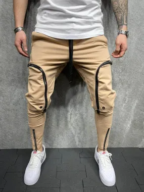 Zipper Drawstring Casual Trousers